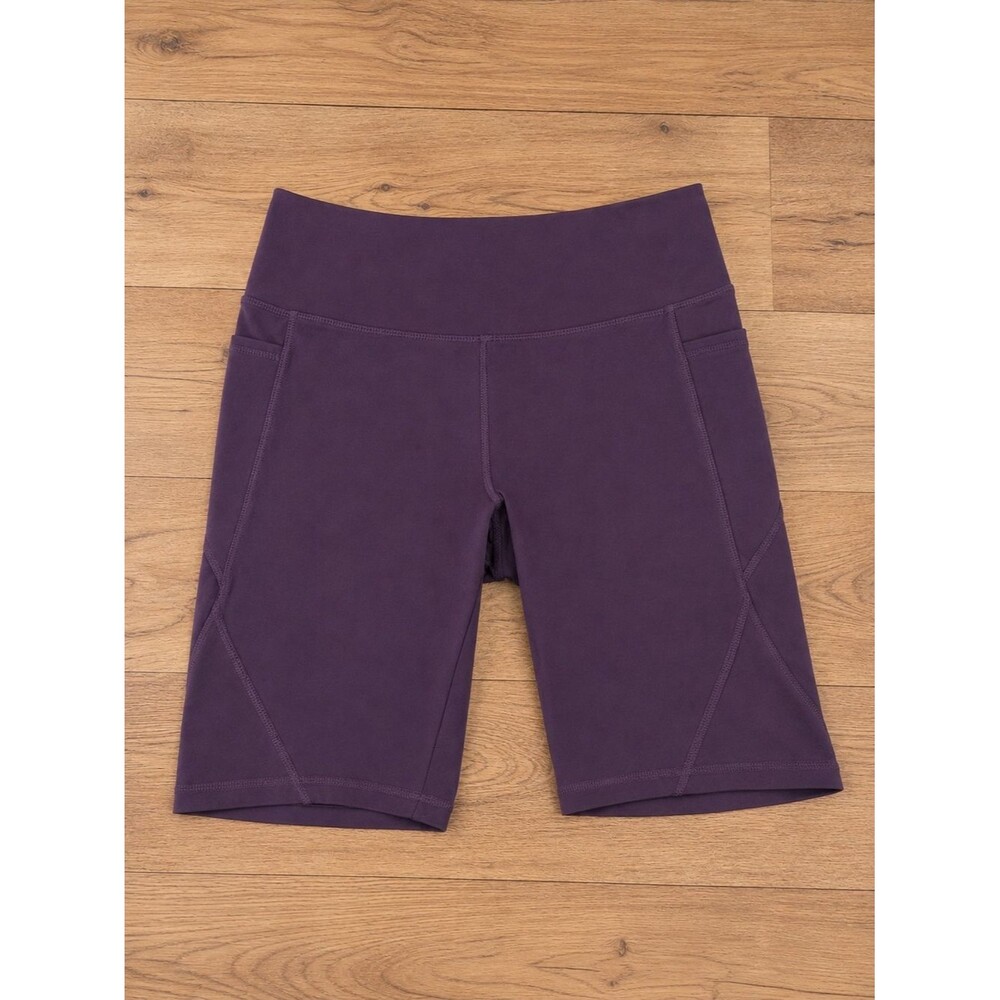 Danskin Women's Athletic Biker Shorts Purple Side Pocket Stretch Size Large